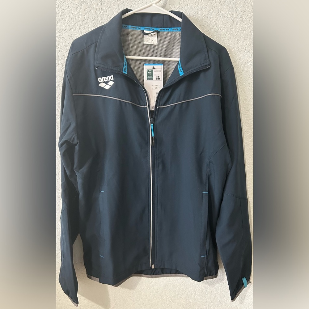 NWT Arena Team Jacket M Navy Blue Full Zip Lightweight Athletic Unisex